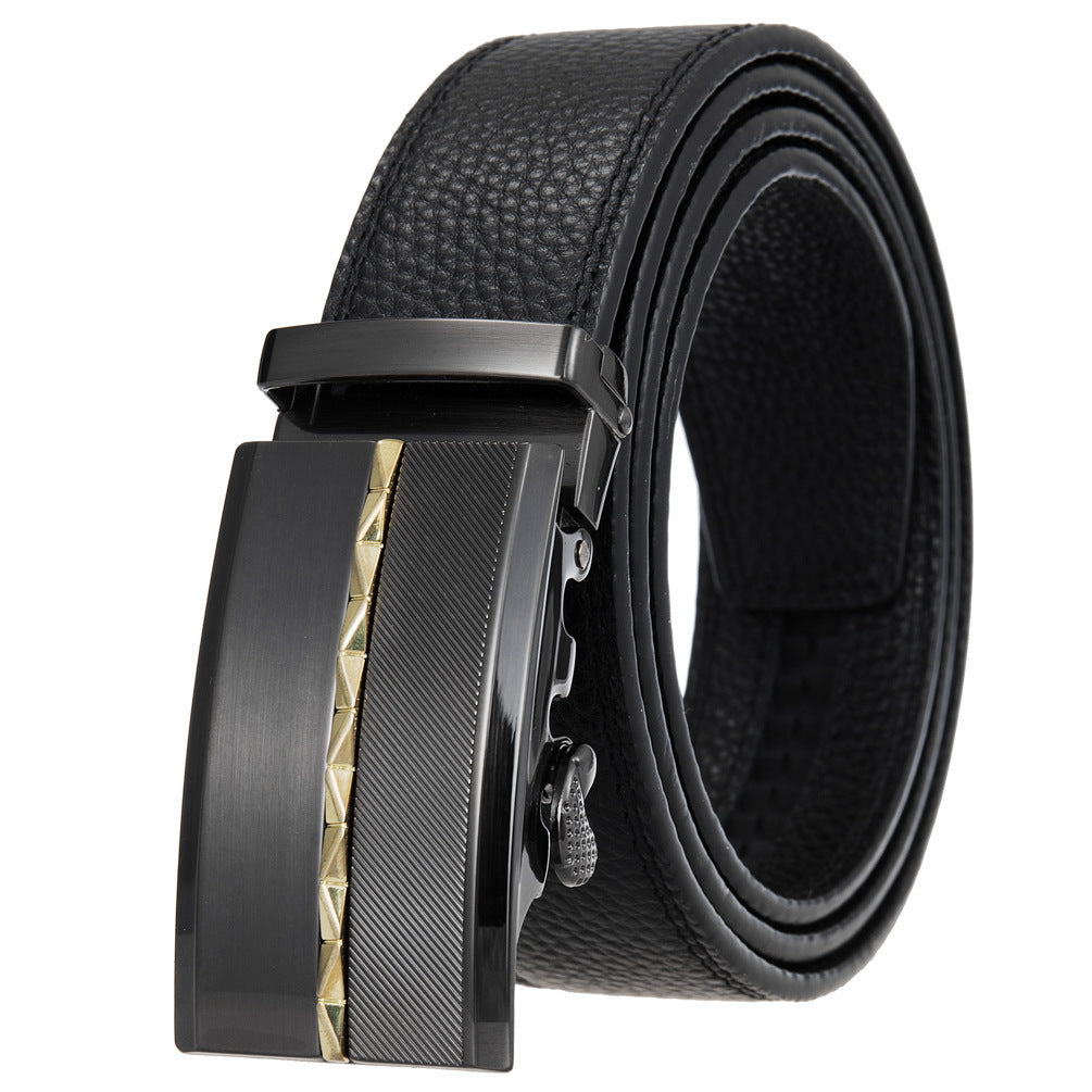 Men’s Statement Leather Ratchet Belt with Automatic Buckle
