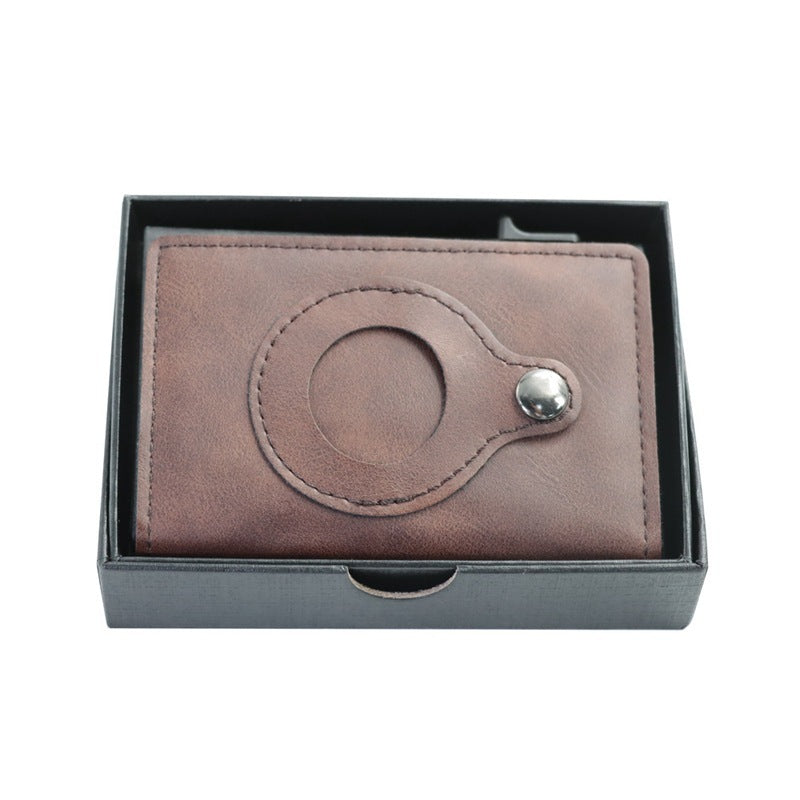 Slim PU Leather Credit Card Holder Wallet with AirTag Slot and RFID Blocking