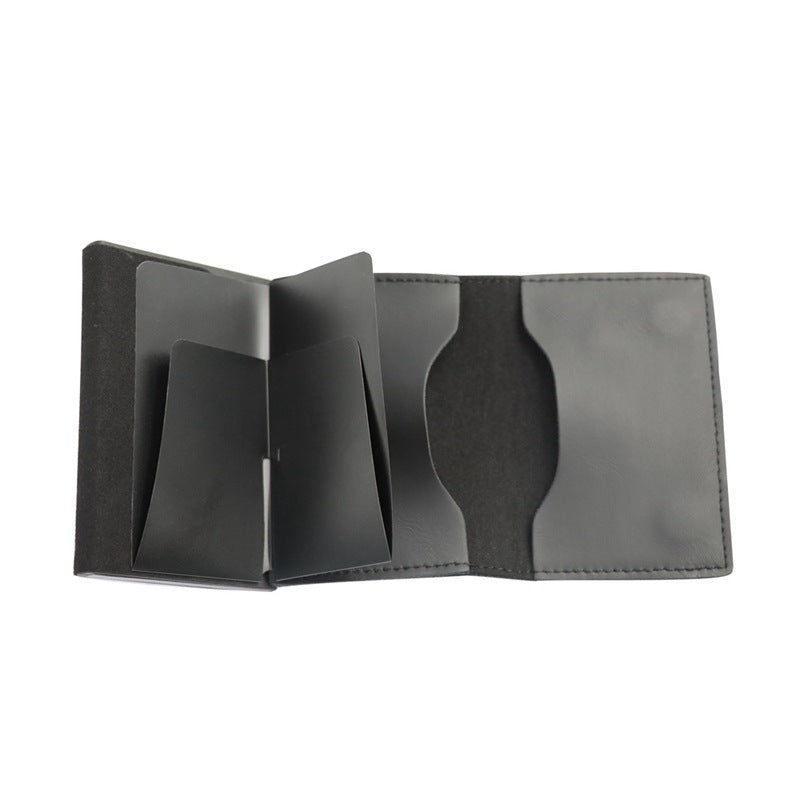 Slim PU Leather Credit Card Holder Wallet with AirTag Slot and RFID Blocking