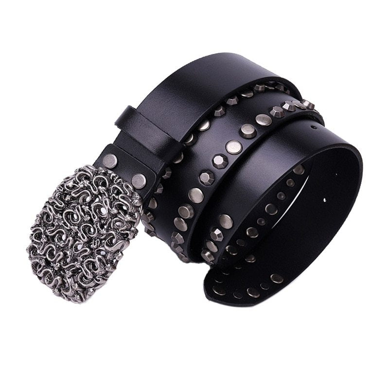 Top Layer Cowhide Rivet Punk Biker Belt