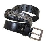 Unisex Rivet Leather Belt with Alloy Square Buckle