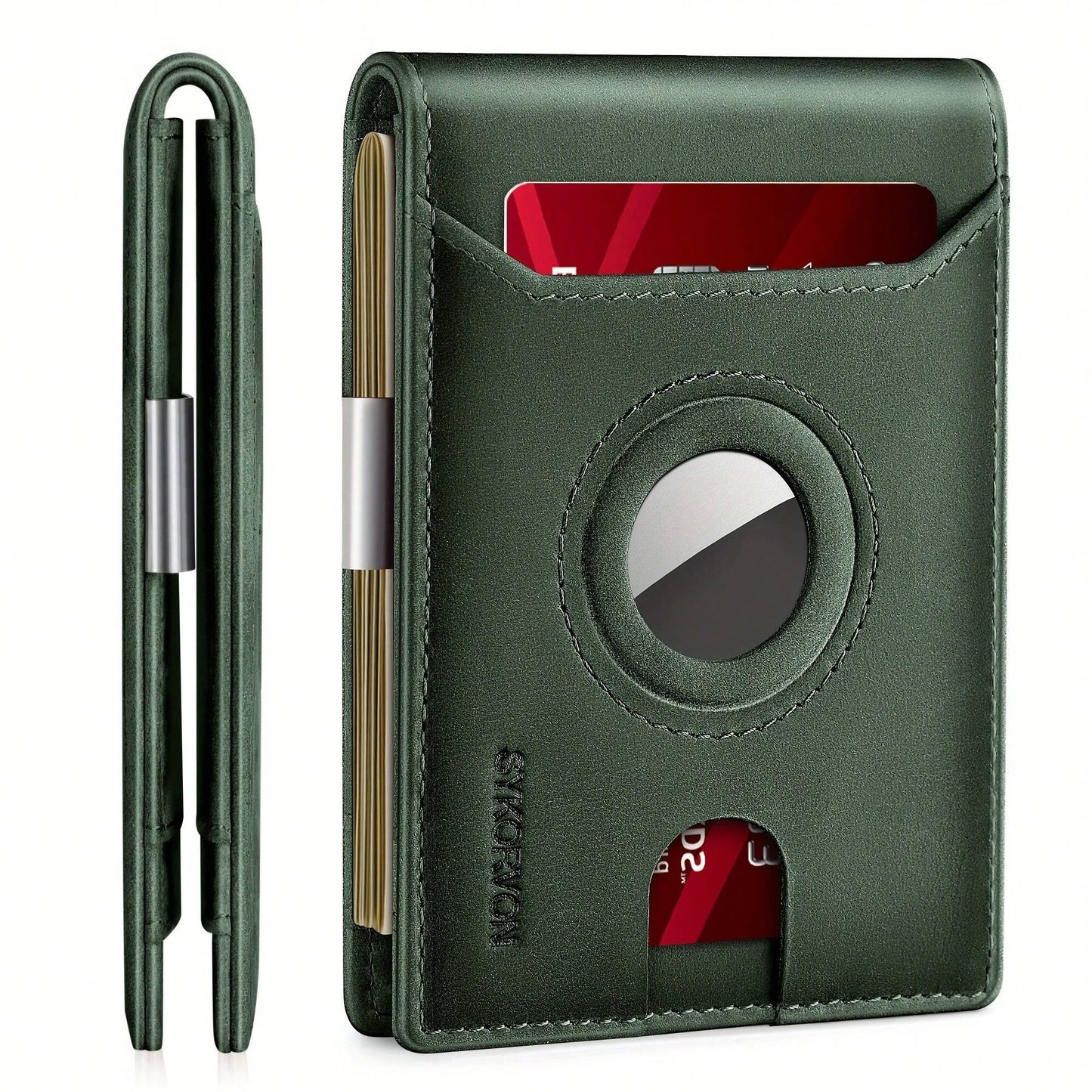 Men’s Airtag Wallet – Genuine Leather Bifold Slim Wallet with RFID Blocking & Money Clip