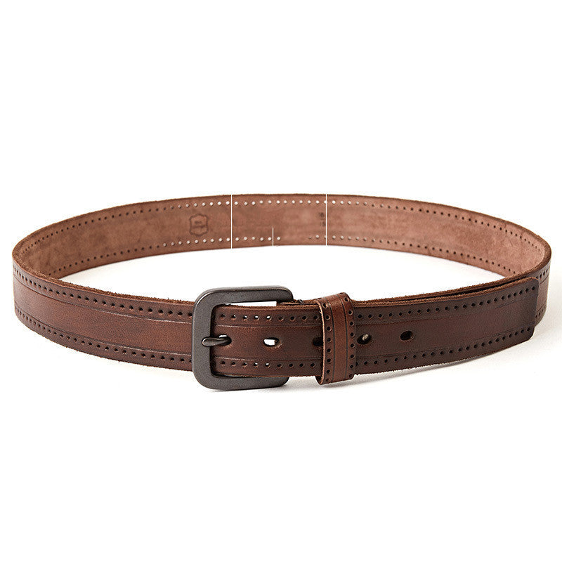 Natural Leather Belt with Matte Metal Buckle