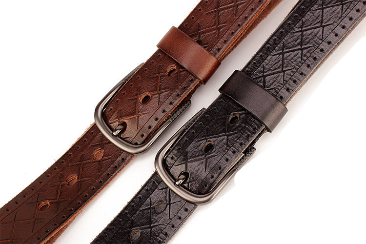 Men's Leather Pin Buckle Belt – Head Layer Cowhide