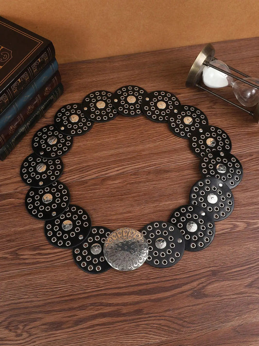 Women’s Boho Western PU Leather Belt - Vintage Dot Style Waist Belt