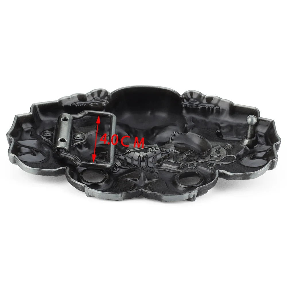 Western Skull Novelty Belt Buckle for Men & Women - Zinc Alloy Piston Design
