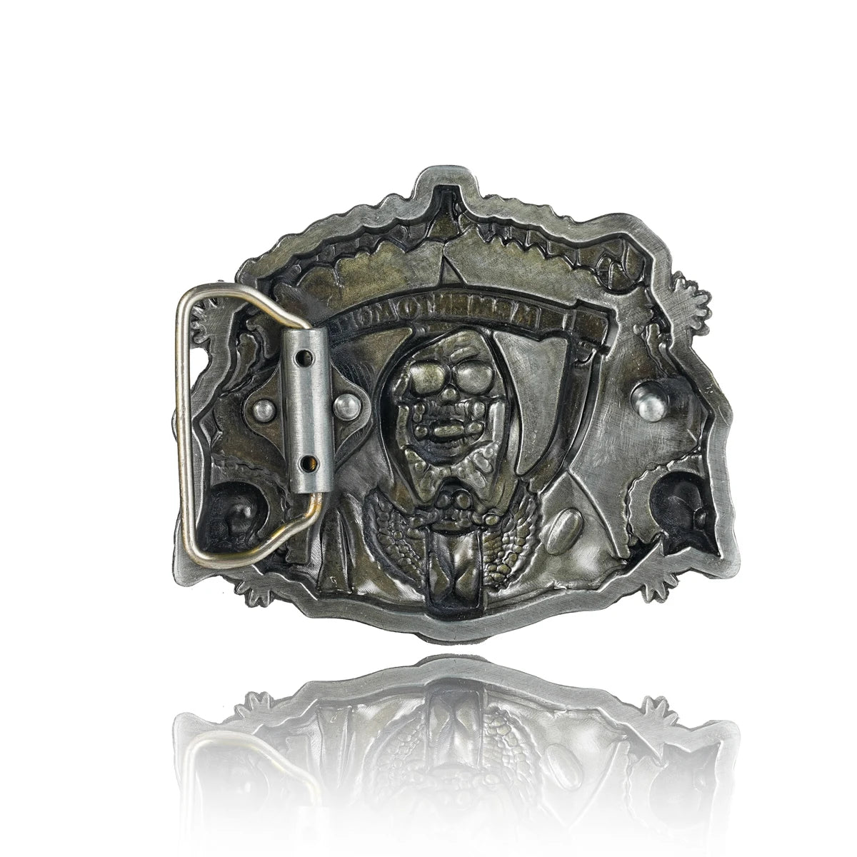 Grim Reaper Memento Mori Skull Western Belt Buckle Men's Vintage