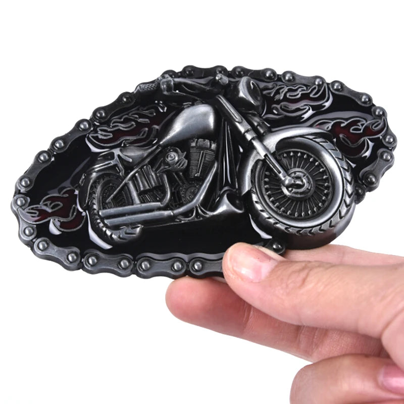 Men's Vintage Motorcycle Biker Belt Buckle - Alloy Flame Cowboy Style