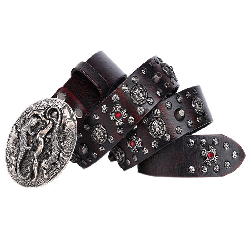 Punk Rivet Leather Belt for Men & Women