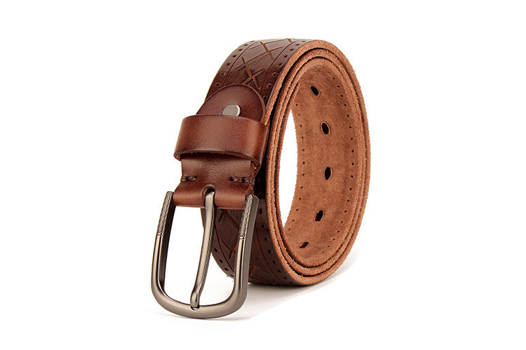 Men's Leather Pin Buckle Belt – Head Layer Cowhide