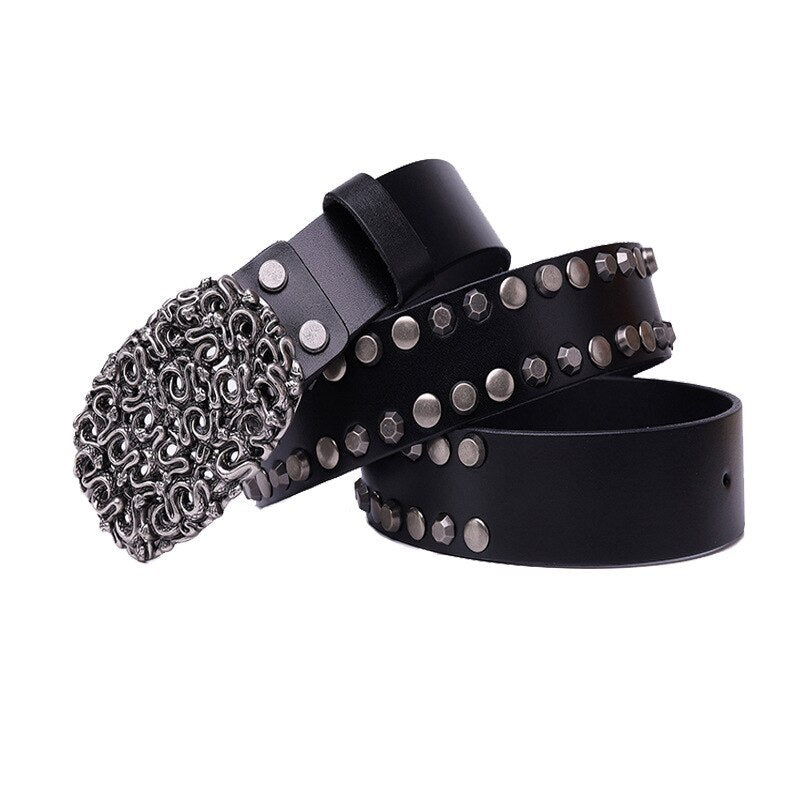 Top Layer Cowhide Rivet Punk Biker Belt