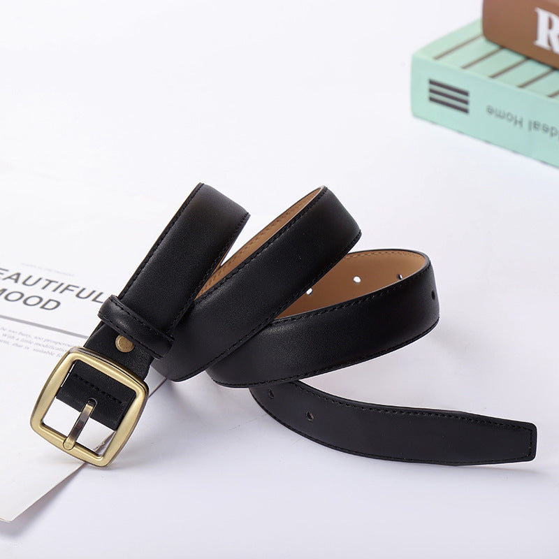 Elegant Cowhide Leather Casual Belt for Men & Women