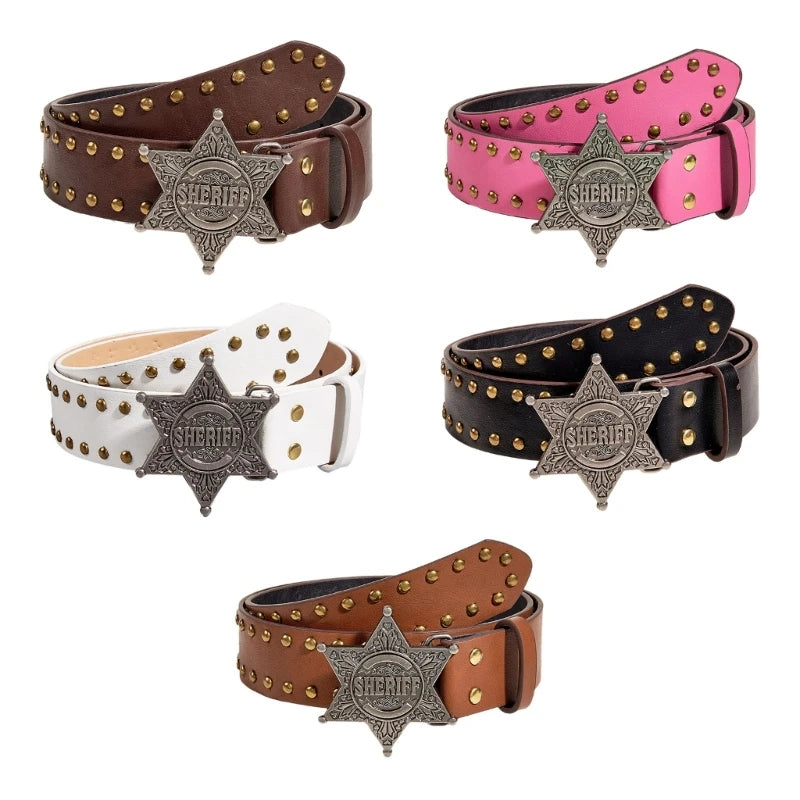 Y2K Star Buckle Rivet Belt for Women | Punk Western Cowgirl Jeans Waist Belt