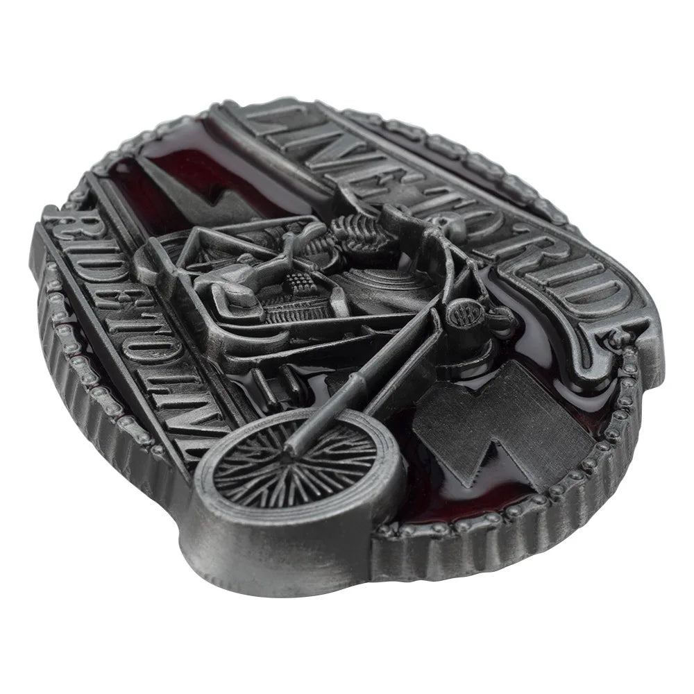 Men's Western Live To Ride Longhorn Bull Motorcycle Alloy Belt Buckle