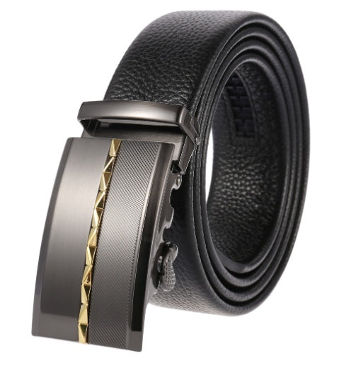 Men’s Statement Leather Ratchet Belt with Automatic Buckle
