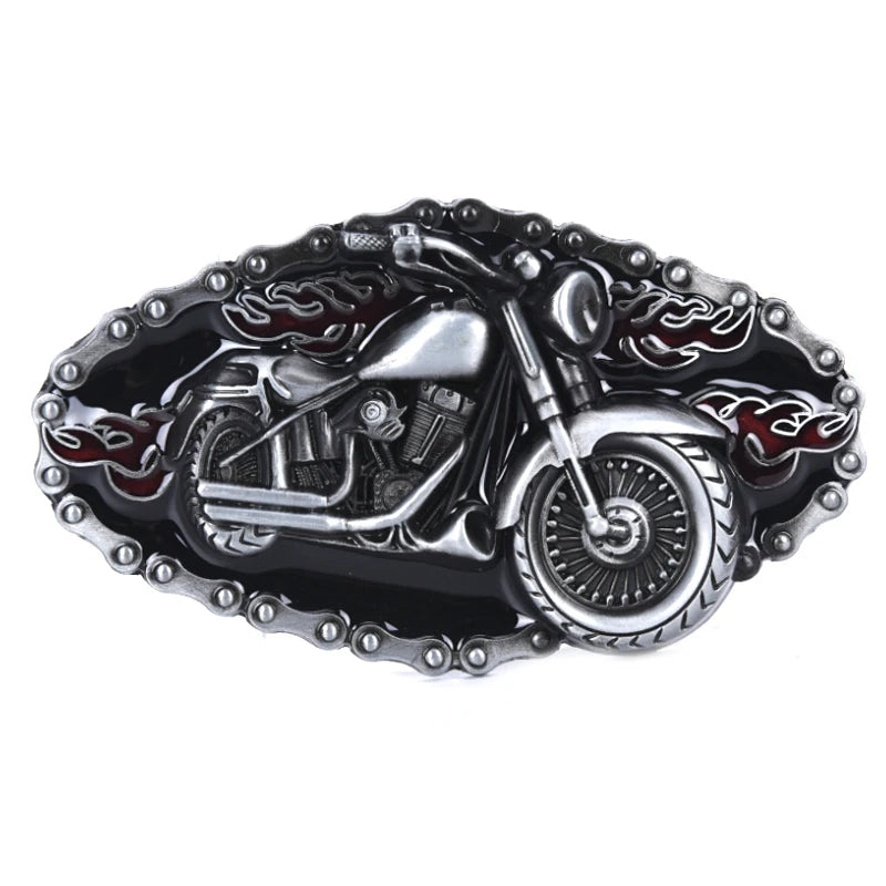 Men's Vintage Motorcycle Biker Belt Buckle - Alloy Flame Cowboy Style