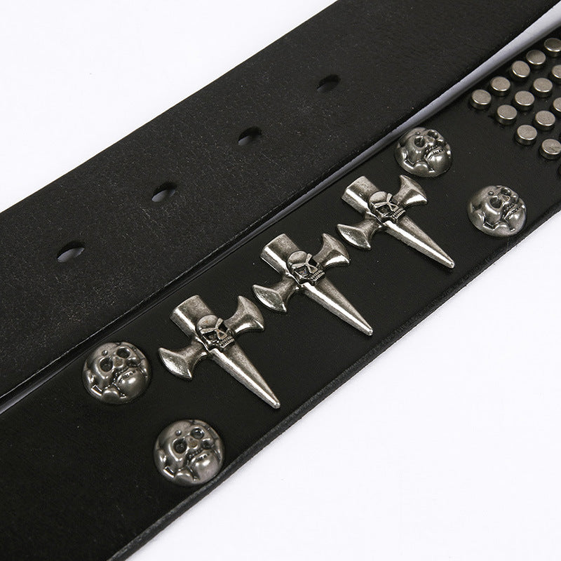 Punk Skull Head Leather Belt for Men