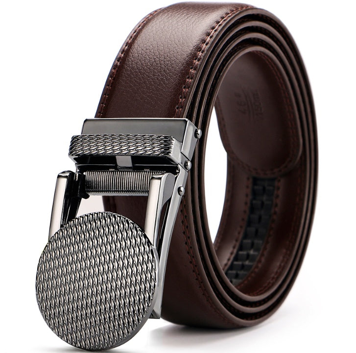 Adjustable Holeless Leather Statement Belt