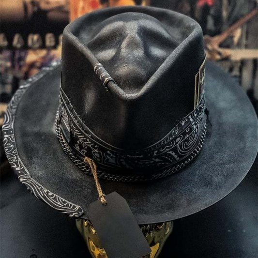 Black Halloween Skull Cowboy Hat – Spooky Costume & Party Headwear