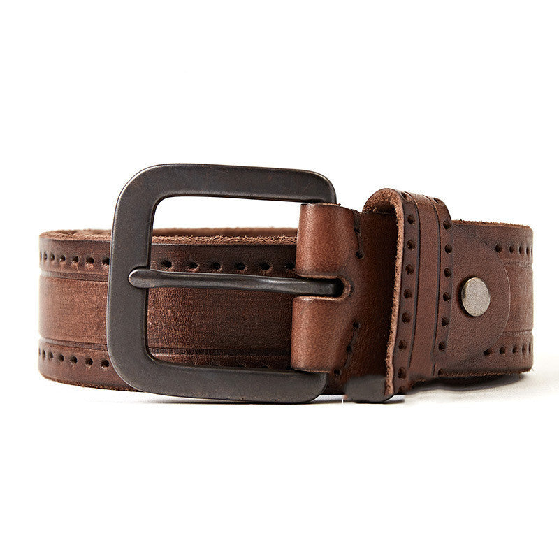 Natural Leather Belt with Matte Metal Buckle