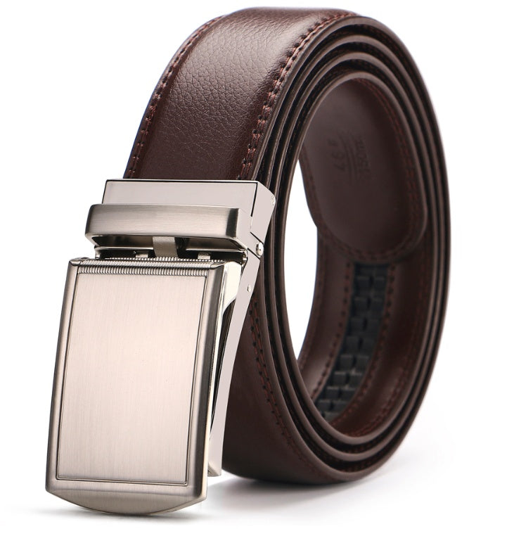 Adjustable Holeless Leather Statement Belt