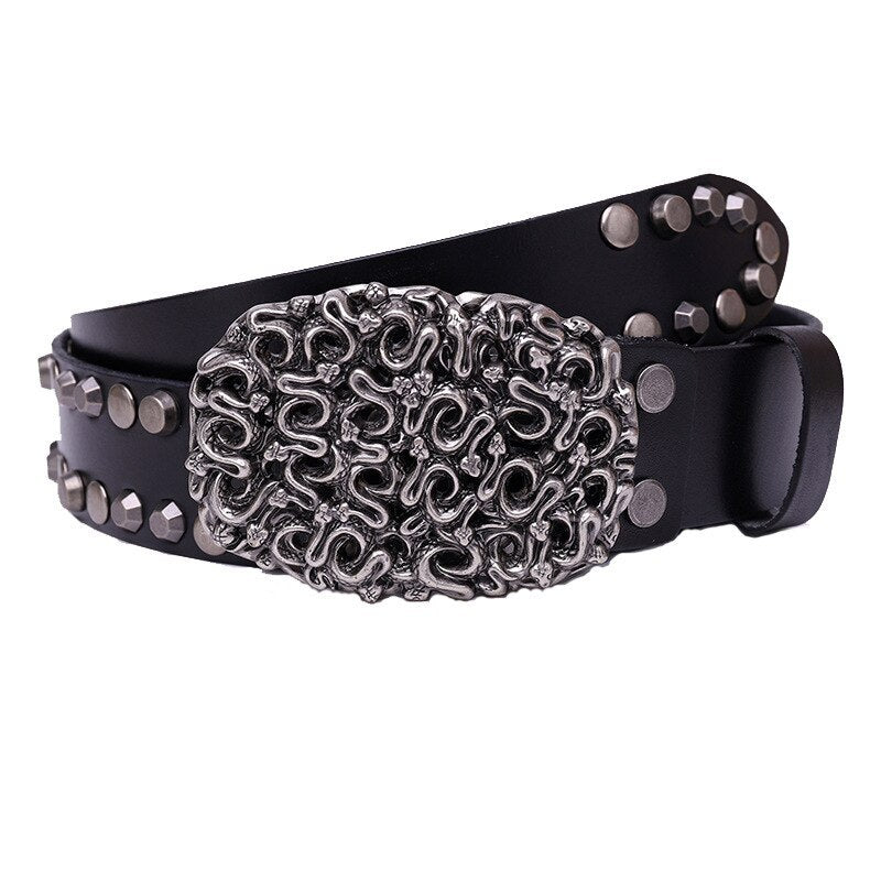 Top Layer Cowhide Rivet Punk Biker Belt