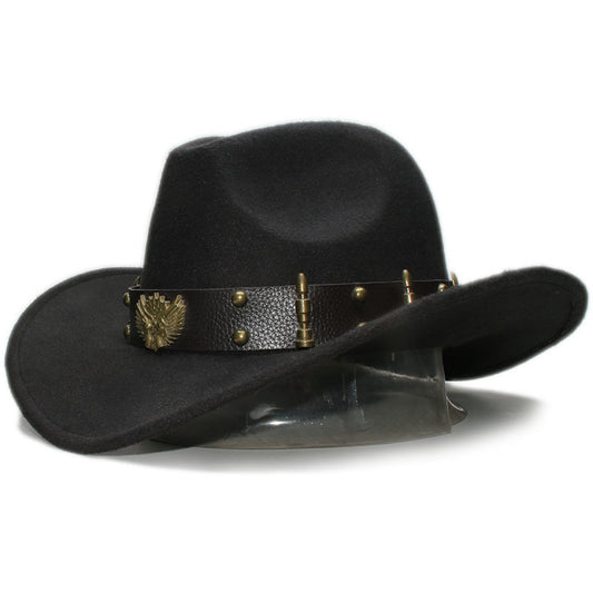 Unisex Vintage Wool Felt Cowboy Hat – Wide Brim, Adjustable Fit