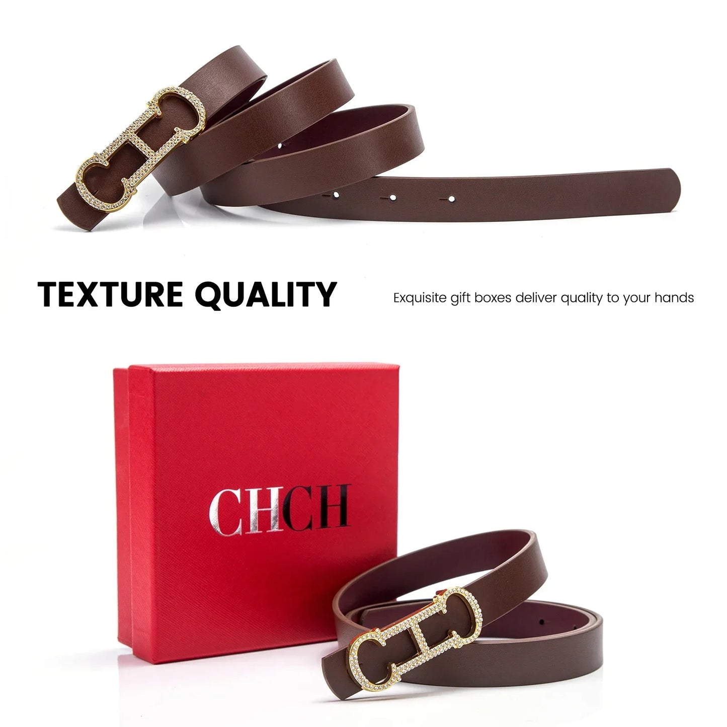 Women's Designer Split Western Leather Belt - Fashion Alloy Buckle for Jeans & Dresses