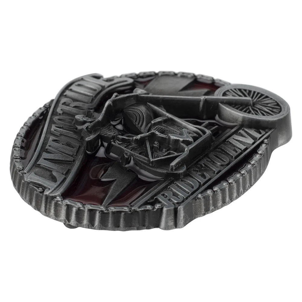 Men's Western Live To Ride Longhorn Bull Motorcycle Alloy Belt Buckle