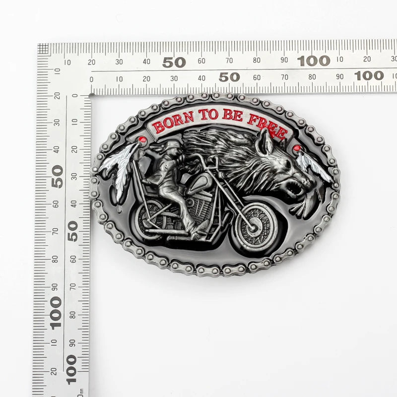Unisex Metal Wolf Belt Buckle - Western Biker Style for Men & Women