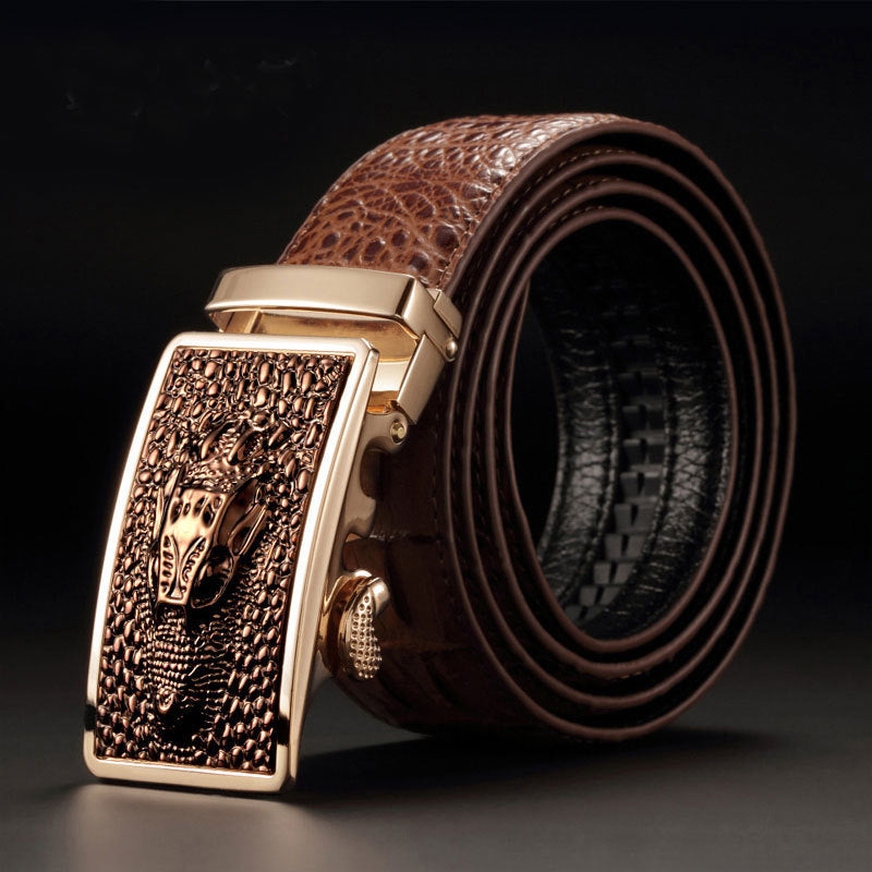 Men’s Statement Leather Belt with Automatic Buckle