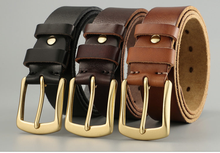 Handmade Cowhide Leather Rivet Belt for Men