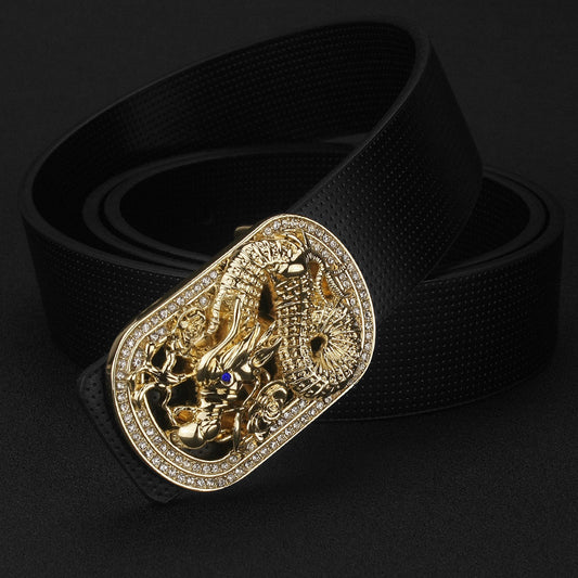 Western Leather Belt - Smooth Oval Buckle Style