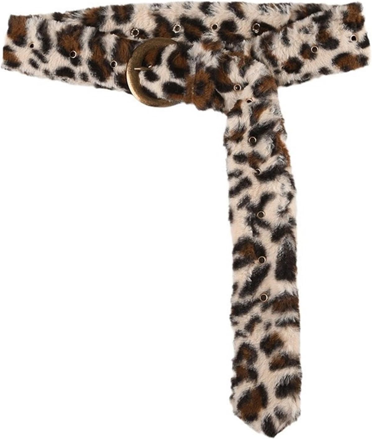 Women's Plush Animal Print Western Waist Belt - Adjustable Furry Leopard Cincher