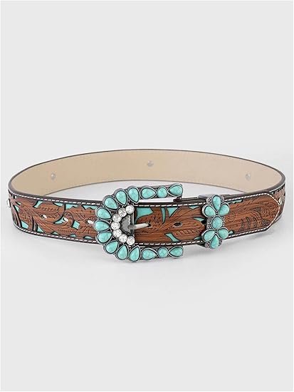 GORGLITTER Turquoise Embossed Country Belt