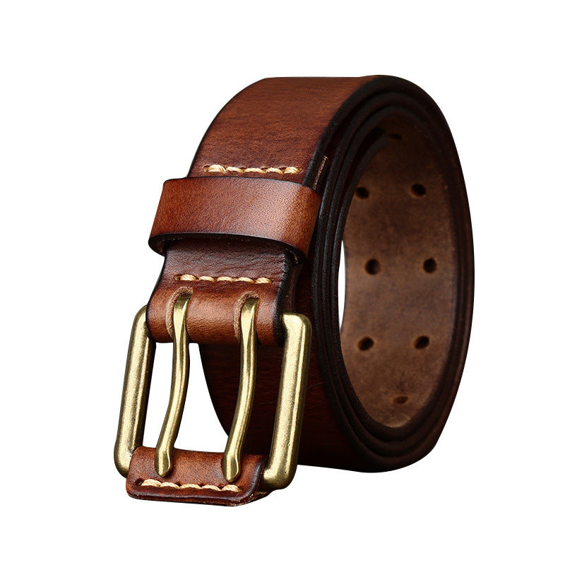 Men’s 1.5 Inch Double Prong Leather Jeans Belt