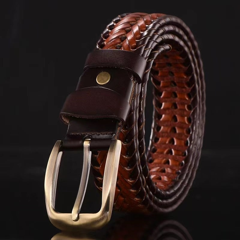 Handmade Leather Pin Buckle Belt – Casual Couple Style