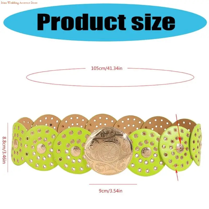Women's Colorful Disc Western Belt - Vintage PU Leather Dopamine Style