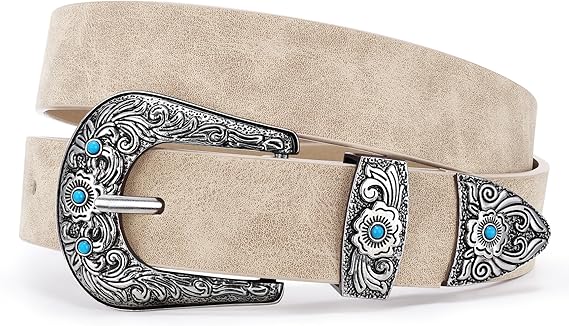 Women's Suede Western Belt – Turquoise Accents