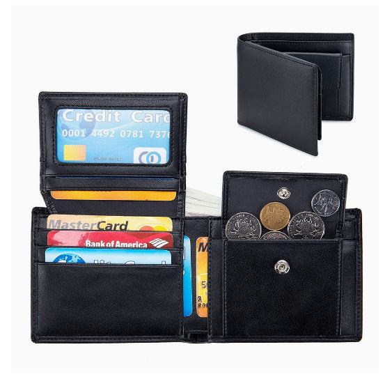 Men’s Short Trifold Wallet | Genuine Leather First Layer Cowhide