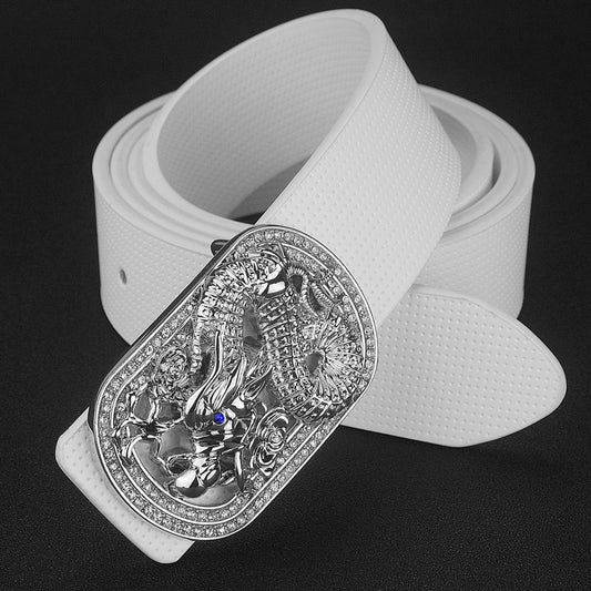 Western Leather Belt - Smooth Oval Buckle Style