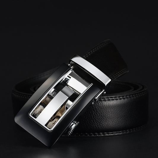 Business Casual Cowhide Leather Belt - Solid Alloy Buckle