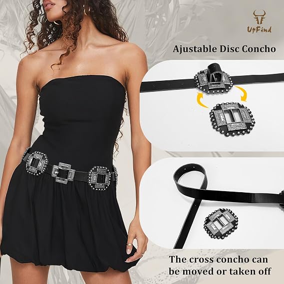 Women's Wide Boho Concho Belt – Removable Disc