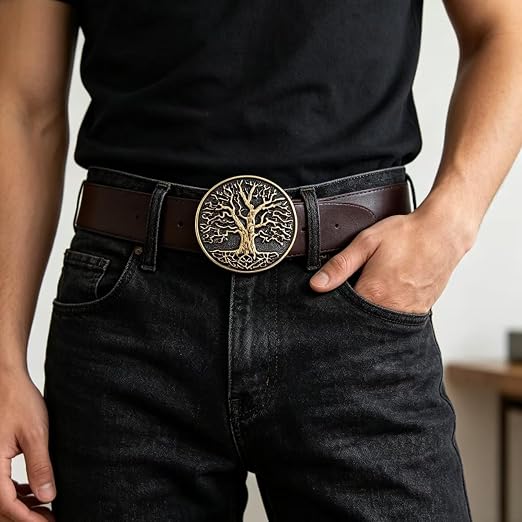 Viking Yggdrasil Tree of Life Belt Buckle – Norse Cowboy