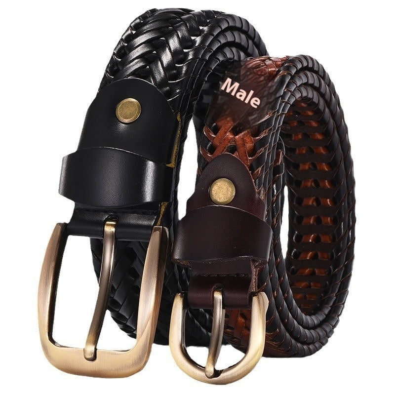 Handmade Leather Pin Buckle Belt – Casual Couple Style