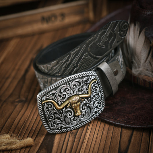 Men’s Retro PU Leather Deer Denim Belt for Bold Street Style