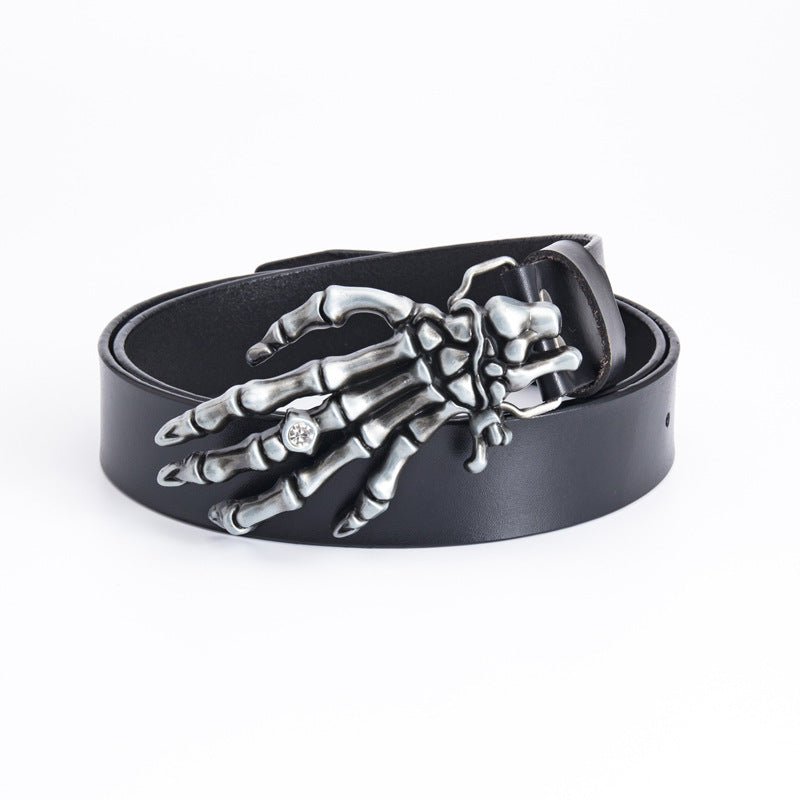 Skull Claw Buckle Genuine Leather Rider Belt