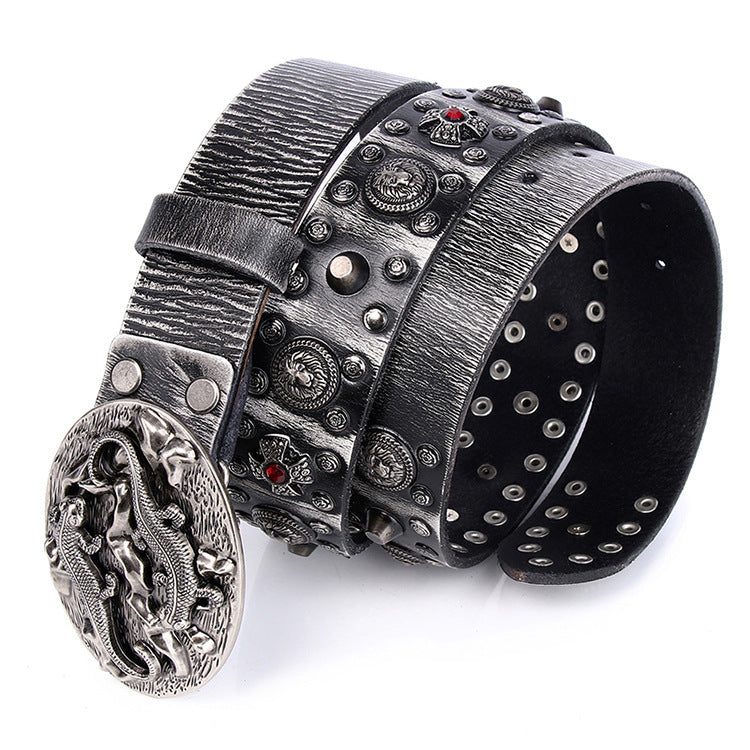 Punk Rivet Leather Belt for Men & Women