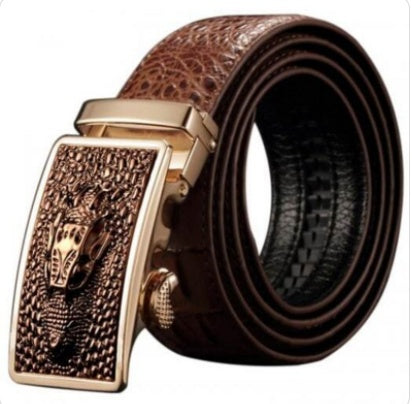 Men’s Statement Leather Belt with Automatic Buckle
