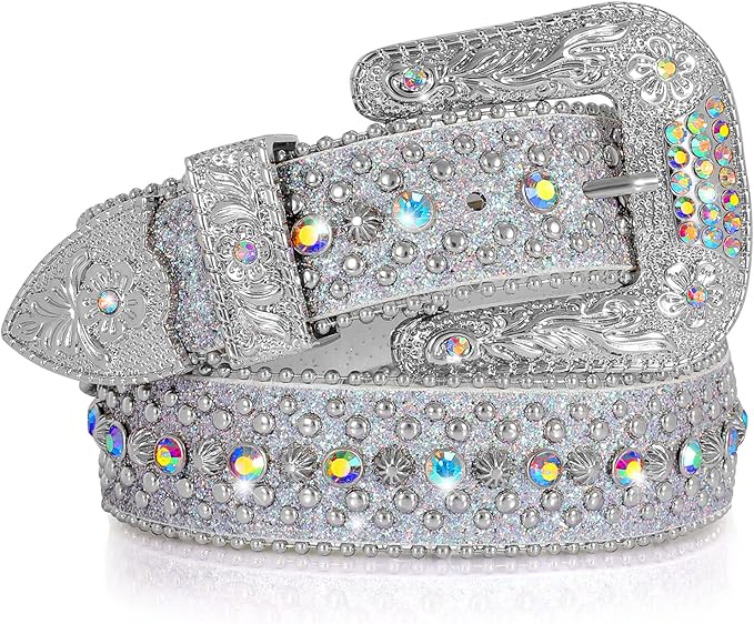 Unisex Crystal Diamond Studded Western Belt